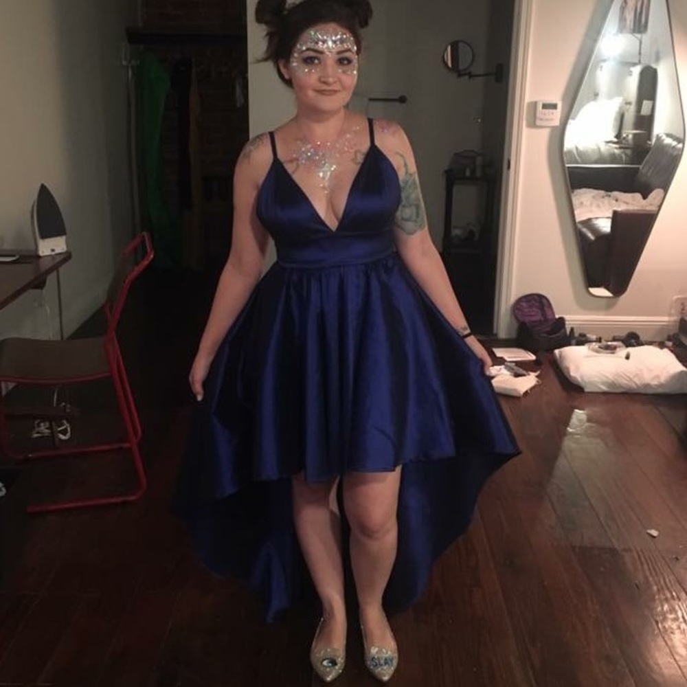 PROM Royal Navy blue high low dress